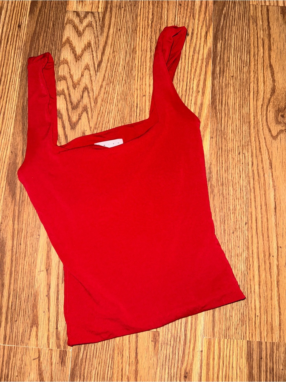 Leith Red Square Neck Tank Top